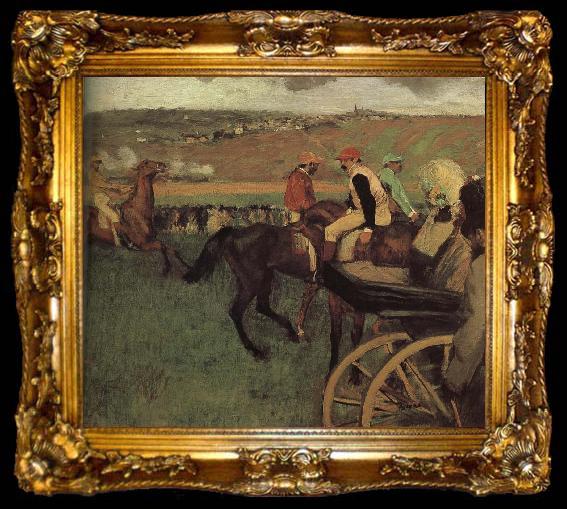 framed  Edgar Degas amateurish caballero on horse-race ground, ta009-2